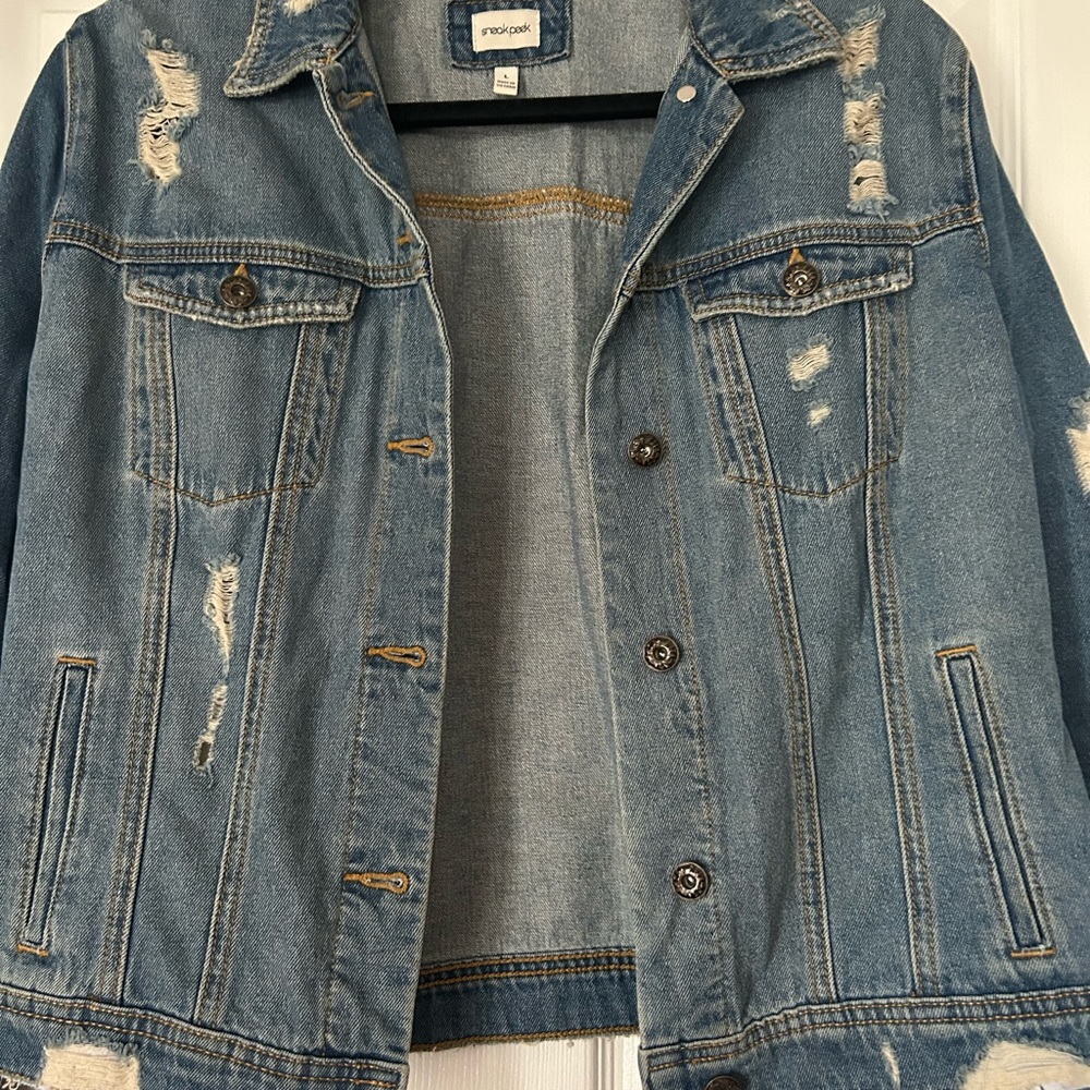 Sneak Peek Blue Distressed Jean Jacket